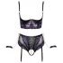 Cottelli Bondage - bh‑set med armbojor (svart‑lila) - M