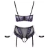 Cottelli Bondage - bh‑set med armbojor (svart‑lila) - M