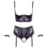 Cottelli Bondage - BH-set och handbojor (svart-lila) - XL