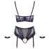 Cottelli Bondage - BH-set och handbojor (svart-lila) - XL
