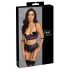 Cottelli Bondage - BH-set och handbojor (svart-lila) - XL