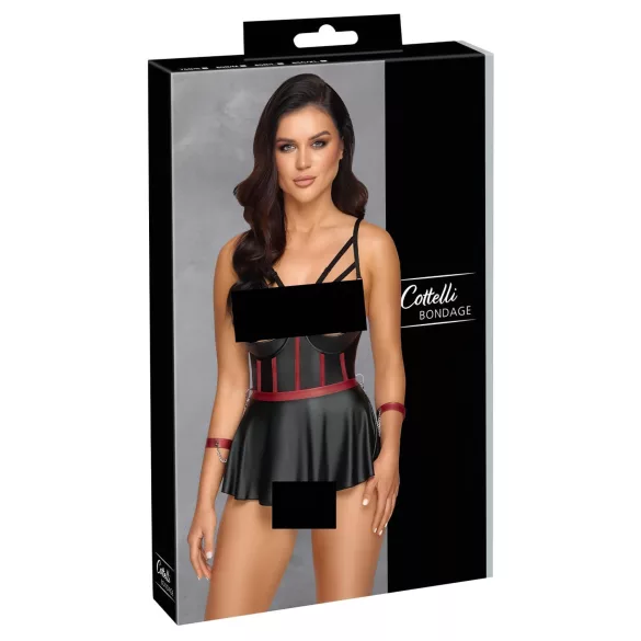 Cottelli Bondage - glansigt set med handbojor - svart - 80B/M