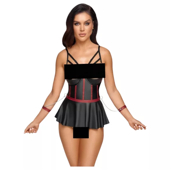 Cottelli Bondage - glansigt set med handbojor - svart - 85B/L