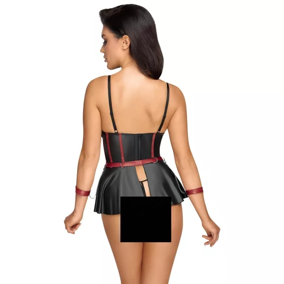 Cottelli Bondage - glansigt set med handbojor - svart - 85B/L