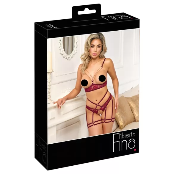 Abierta Fina - bh-set med kedjor - röd - M