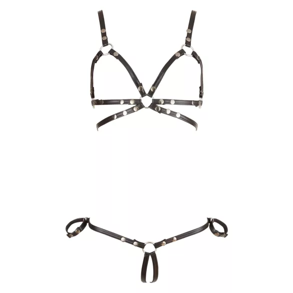 Cottelli Bondage - kroppsselar bikini - glänsande dekor - svart - M