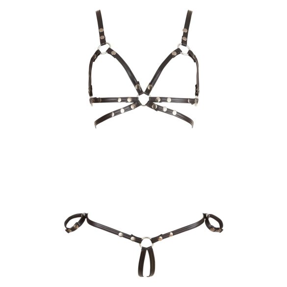 Cottelli Bondage - kroppsselar bikini - glänsande dekor - svart - XL