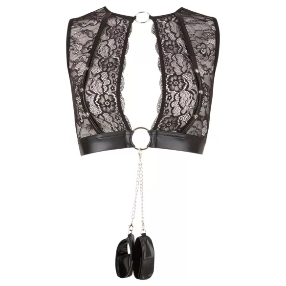 Cottelli Bondage - spetsunderklädesset med handbojor (4‑delars)