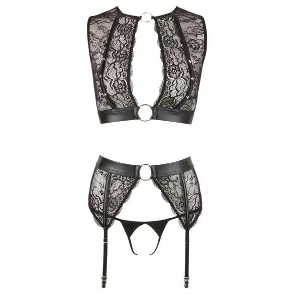 Cottelli Bondage - spetsunderklädesset med handbojor (4‑delars) - M