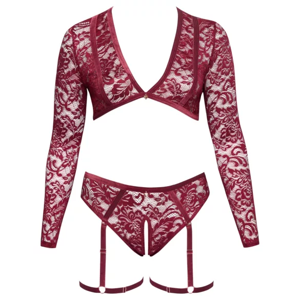 Cottelli Curves - spetsset med lång ärm - röd - 2XL