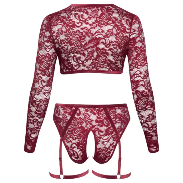 Cottelli Curves - spetsset med lång ärm - röd - 2XL
