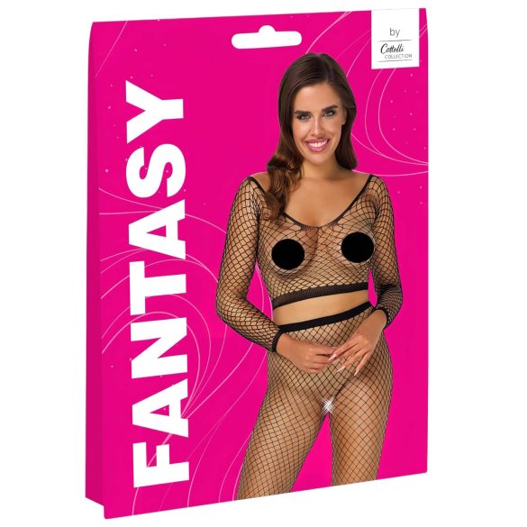 Cottelli - långärmad nätset - svart - S-L