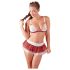 Cottelli - sexig skoluniform - bh set - vit röd - M
