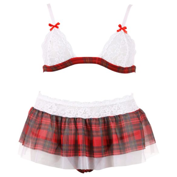 Cottelli - sexig skoluniform - bh set - vit röd - M
