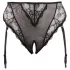 Cottelli Plus Size - spetsstringtrosa med strumpeband (svart) - XXXXL