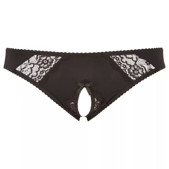 Cottelli Plus Size - spetsiga öppna trosor (svarta) - 3XL