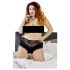 Cottelli Plus Size - spets och pärlor, öppen trosa (svart) - 4XL