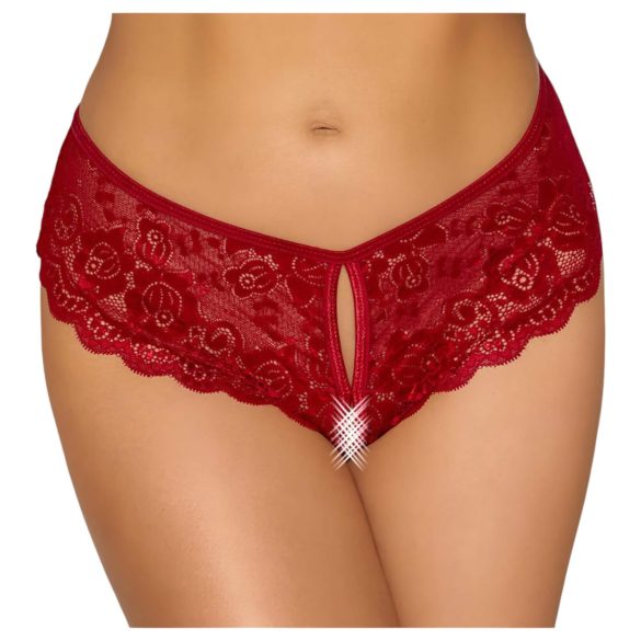 Cottelli - öppen spetsstring (röd) - M