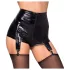 Noir - glansiga hotpants med strumpeband - svart