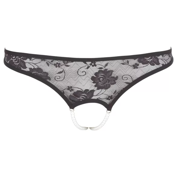 Cottelli - öppna stringtrosor med pärlor - spets - svart - M