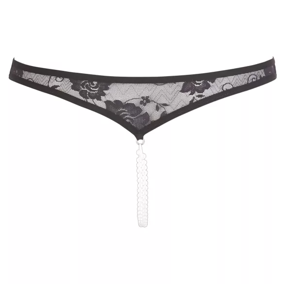 Cottelli - öppna stringtrosor med pärlor - spets - svart - M