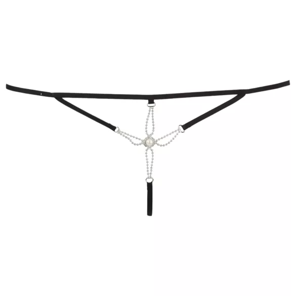 Cottelli - Öppen stringtrosa dam - strassdetaljer - svart - M/L