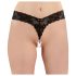 Cottelli - Dubbelpärlad spetsstring (svart) - L