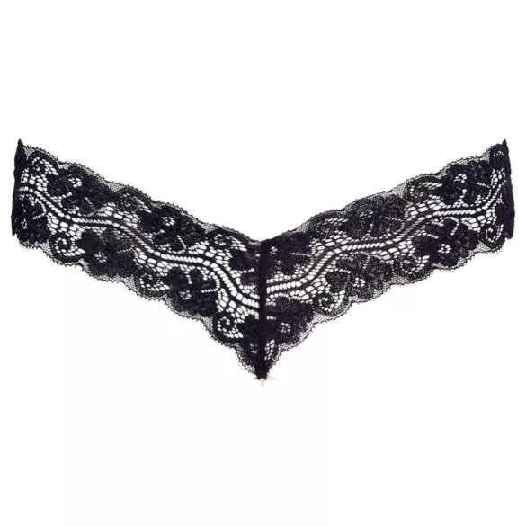 Cottelli - stringtrosor med dubbla pärlor - spets - svart - L
