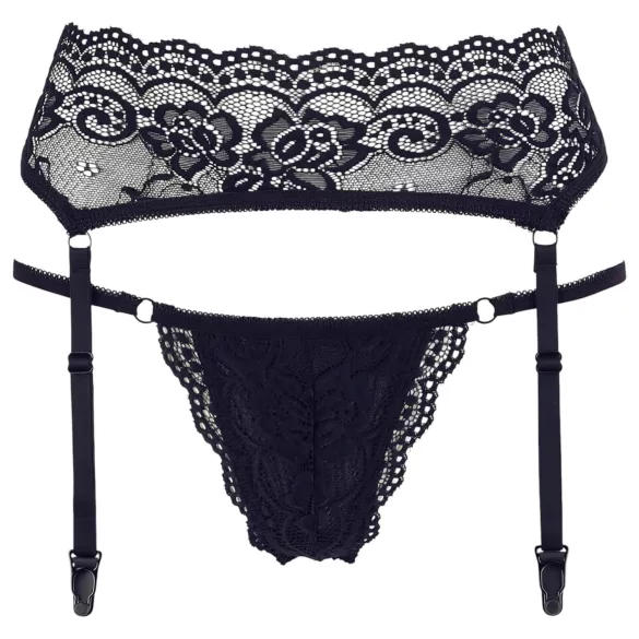 Cottelli - spetsstrumpeband och stringtrosa - svart - M