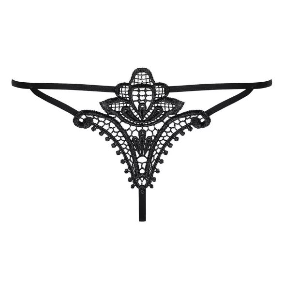 Obsessive Luiza - stringtrosa med blommotiv - svart - L/XL