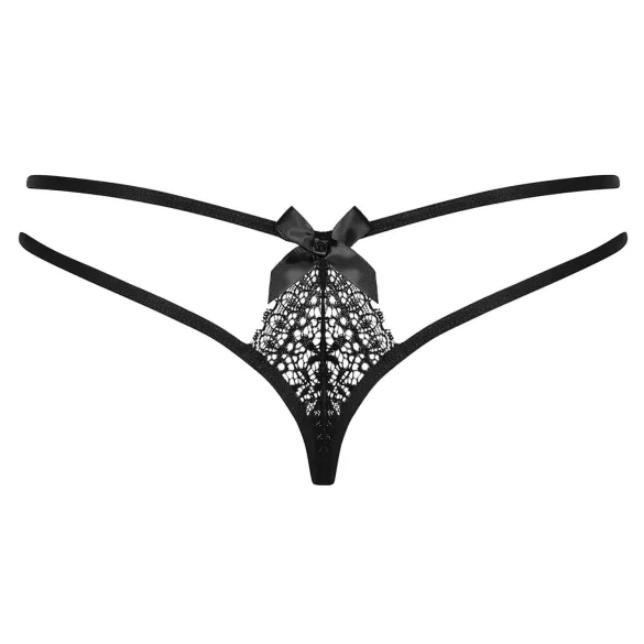 Obsessive - stringtrosa med dubbla band - spets - svart - L/XL