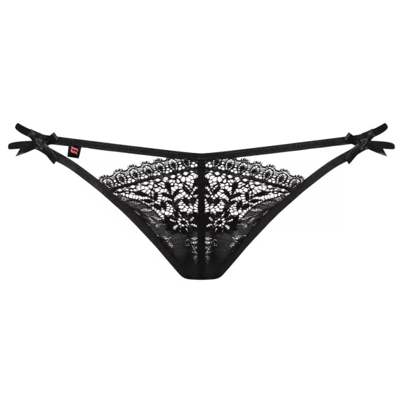 Obsessive - stringtrosa med dubbla band - spets - svart - L/XL