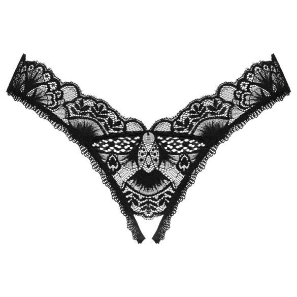 Obsessive Donna Dream - stringtrosa med spets och öppning - svart - XL/XXL