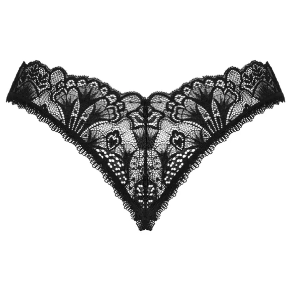 Obsessive Donna Dream - stringtrosa med spets och öppning - svart - XL/XXL