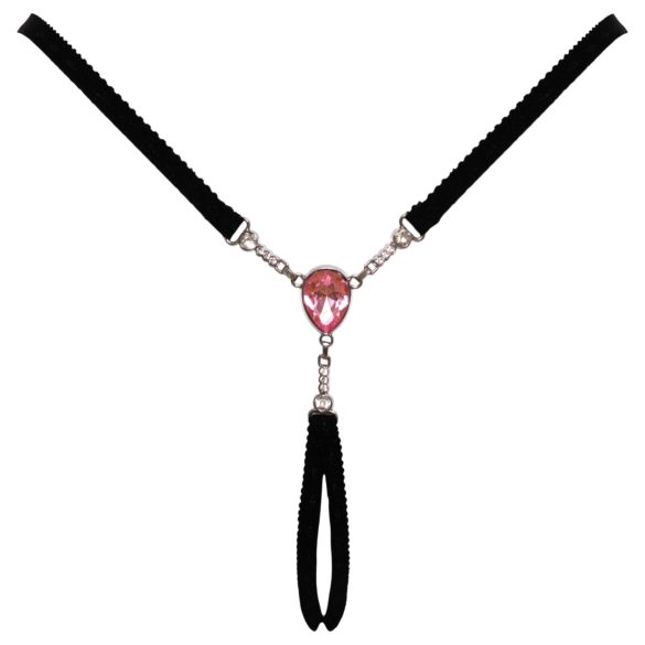 Cottelli - öppen stringtrosa med glittrande sten - svart (S-L)