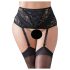 Cottelli Plus Size - Spets, snörad strumpebandshållare (svart) - XL