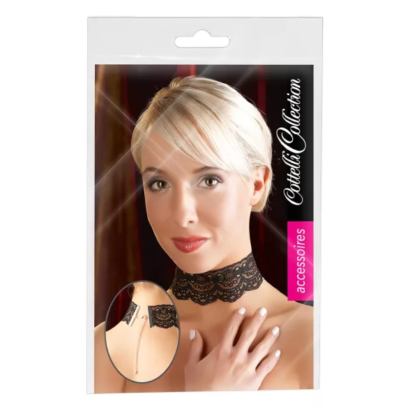 Cottelli - konstläderspets halsband BDSM kostymtillbehör