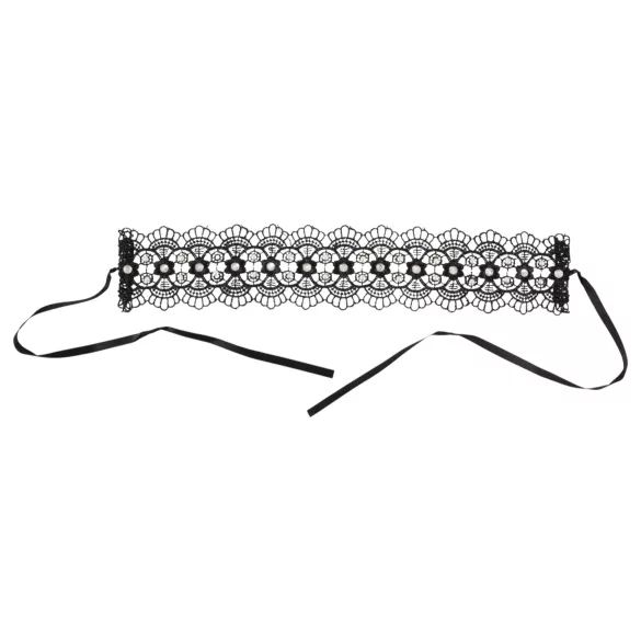 Cottelli - halsband med pärlor och strass - spets - svart