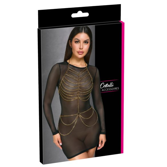 Cottelli - kroppsharness med kedjor - guld