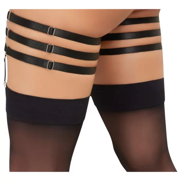 Cottelli - strumpebandshållare i läderlook - svart - L/XL