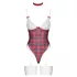 Cottelli - body set - rutigt mönster - röd - M