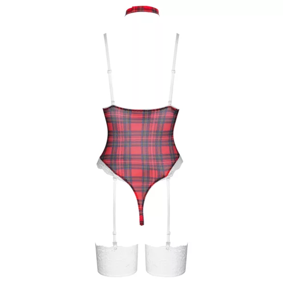 Cottelli - body set - rutigt mönster - röd - M
