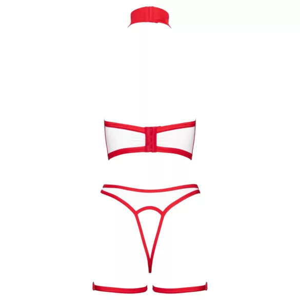 Cottelli - Öppen sjuksköterskedräktsset (vit-röd)
