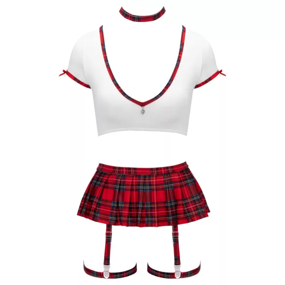 Cottelli - skolflicka kostymset (röd-vit) - XL