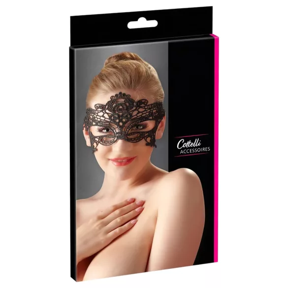 Cottelli - ögonmask med broderad spetslook - svart