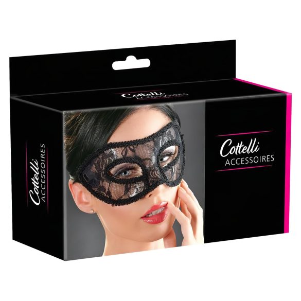 Cottelli - Formad spetsögonmask (svart)