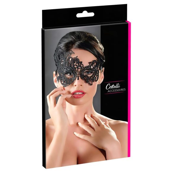 Cottelli - Broderad asymmetrisk mask (svart)