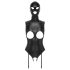 Bad Kitty - Öppen body & sugmask (svart) - XXL