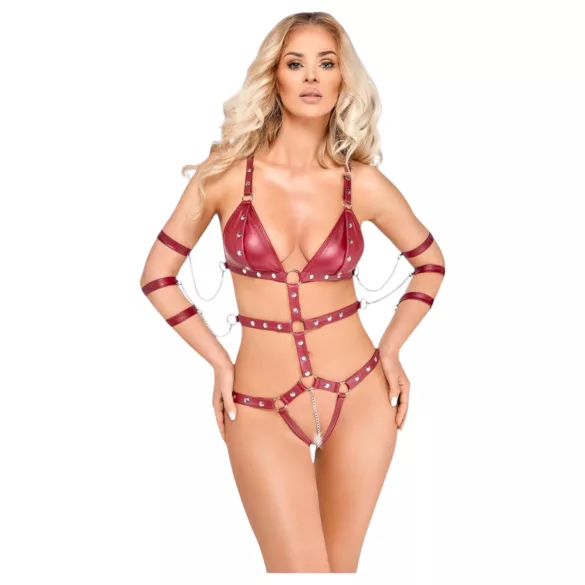 Bad Kitty - nitarmerad bondagebody (röd) - L