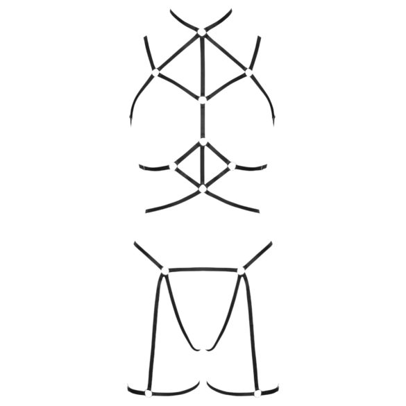 Cottelli - kroppsharness och stringtrosor - svart - S-L